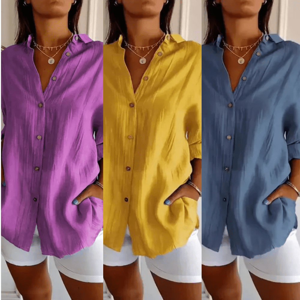 Kit 3 Camisas Ibiza em Linho de Algodão – Design Semi Plissado