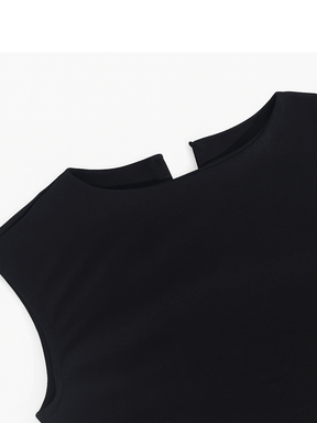 Vestido Longo Sem Mangas com Design Bicolor Diagonal Elegante - Alane