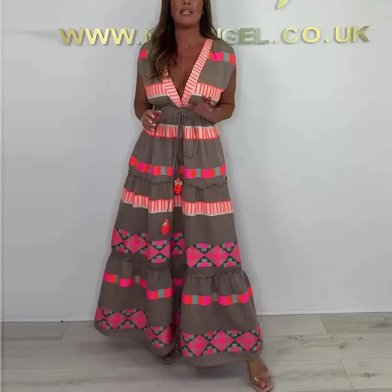 Vestido Luz - Plissado com Decote em V - CONFORTMAX
